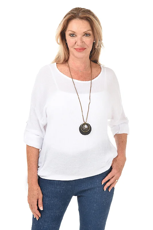 Side Tie Gauze Necklace Top