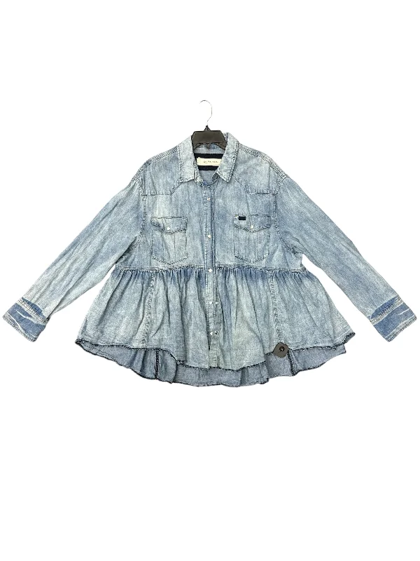 Blue Denim Blouse Long Sleeve We The Free, Size L