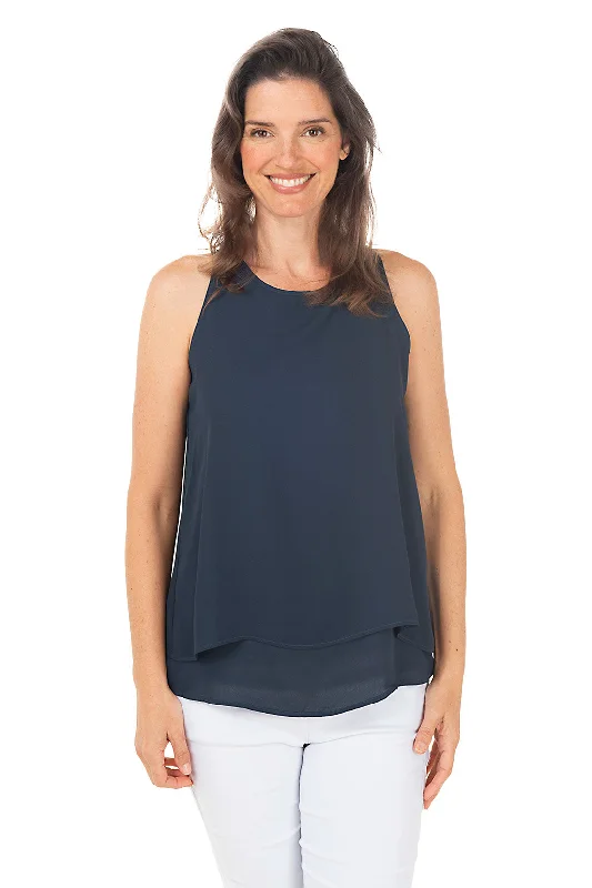 Draped Overlay Sleeveless Blouse