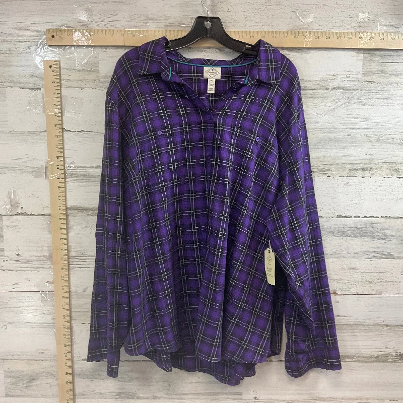 Purple Blouse Long Sleeve St Johns Bay, Size 3x