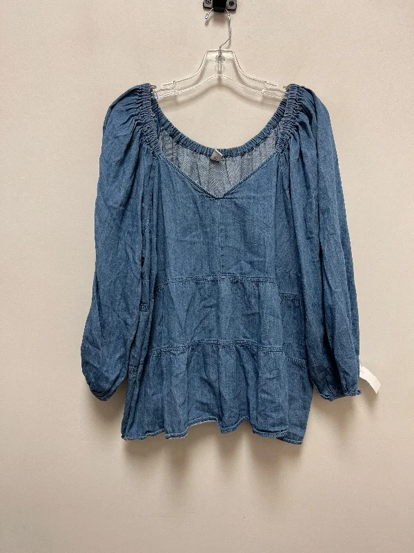 Top Long Sleeve By Old Navy In Blue Denim, Size: 3x