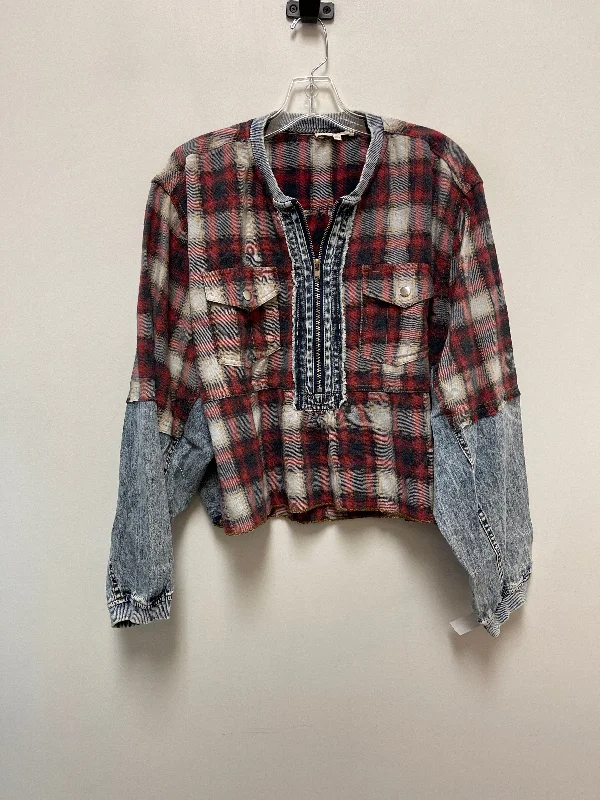 Top Long Sleeve By Promesa In Plaid Pattern, Size: Xl