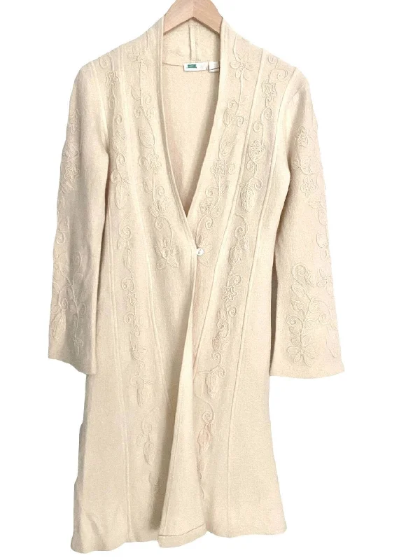 Warm Autumn Ivory Crewel Embroidered Duster