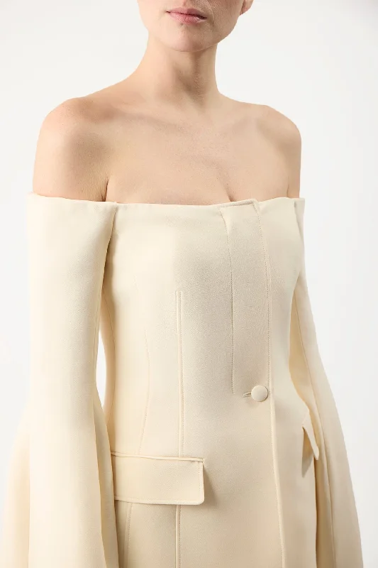 Ambrose Jacket in Ivory Wool Silk Cady