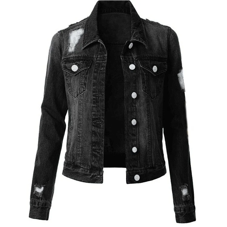 Women's Cowboy Ripped Slimming Denim Shirt Fashion Jackets