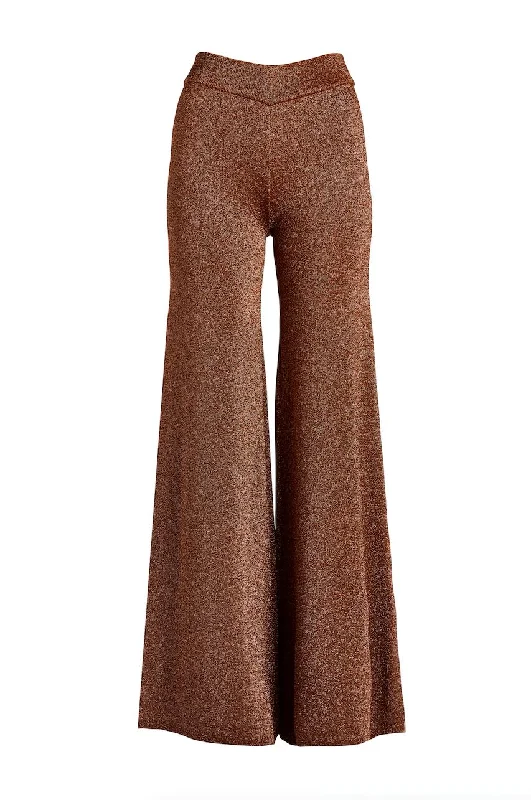 Ally Wide Leg Lurex Pant | Copper