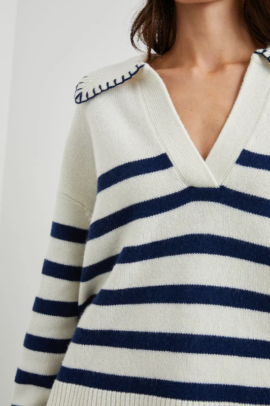 ATHENA SWEATER - IVORY NAVY STRIPE