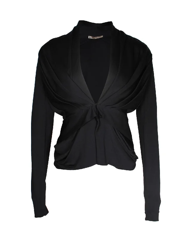 Balenciaga 2009 Pleated Evening Jacket in Black Rayon