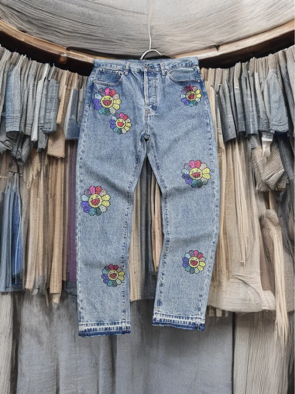 denim tears flower wreath cotton jeans