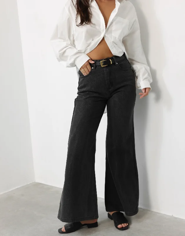 Ethan Wide Leg Jeans (Dark Grey)