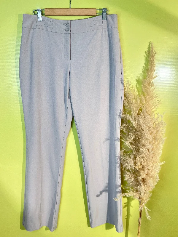 Gray Mid-Waist Straight-Fit Pants