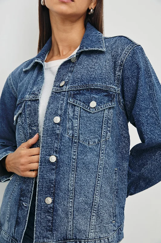 GROVE BOYFRIEND TRUCKER JACKET - INDIGO HAZE