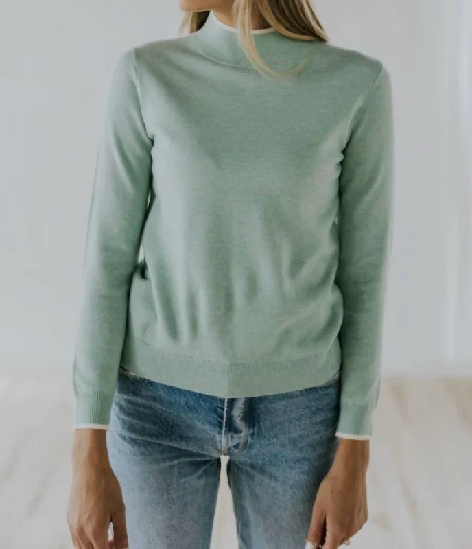 Mindy Mock Neck Sweater In Green