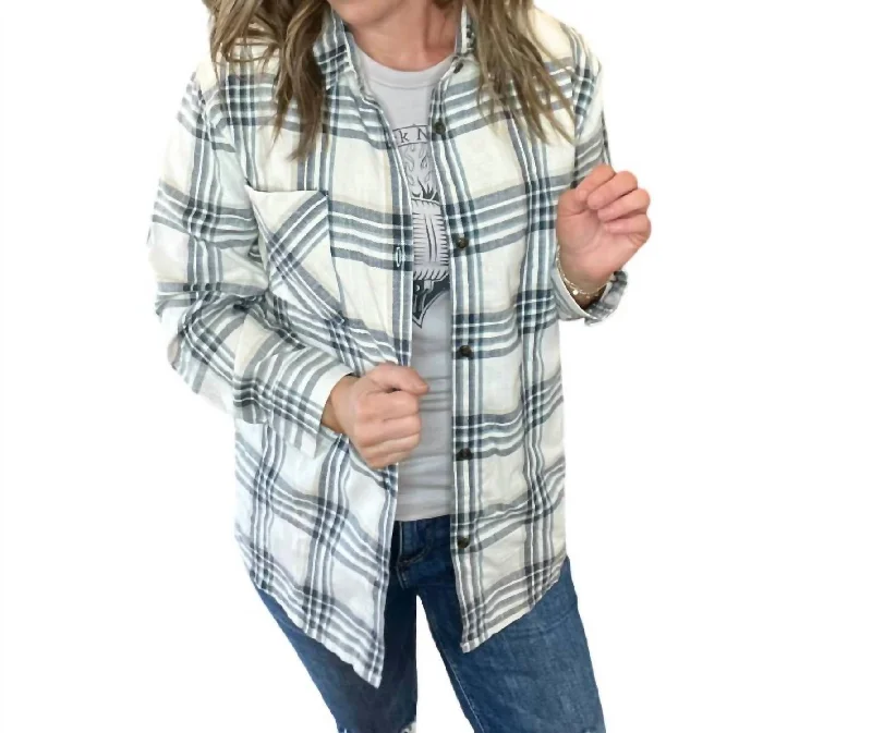 Nashville Button Down Shacket In Grey