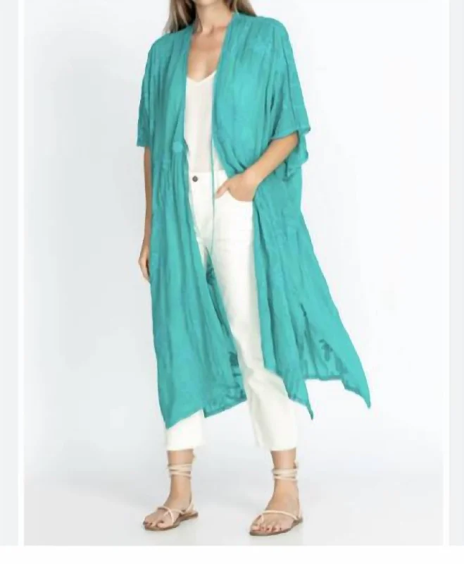 Palm Georgia Kimono In Aqua