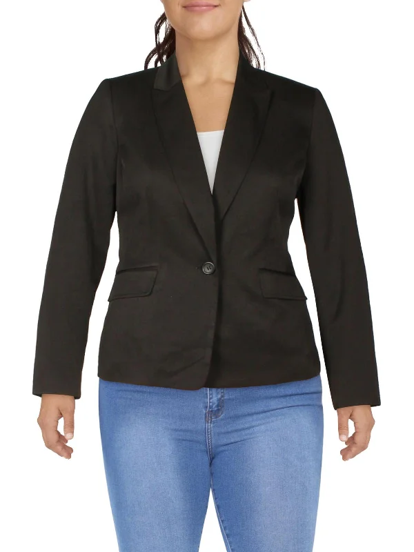 Womens Knit Long Sleeves One-Button Blazer