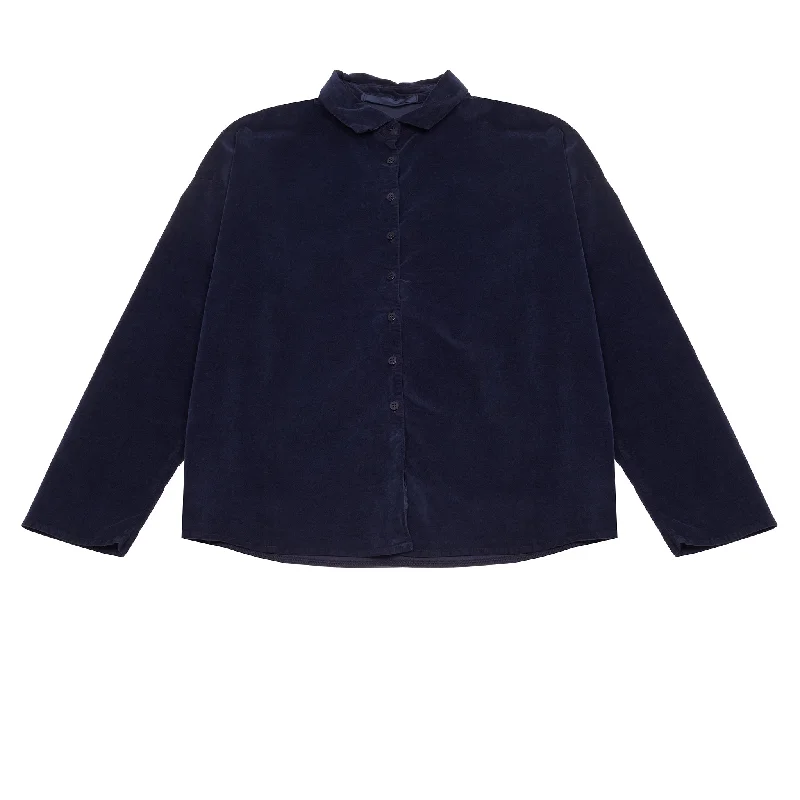 Album Di Famiglia Velvet Short Collar Shirt in Ink