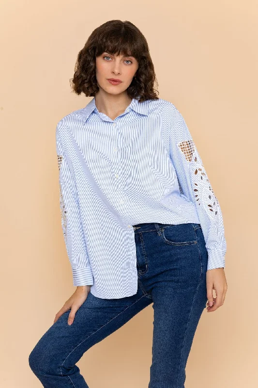 Cutwork Pinstripe Shirt