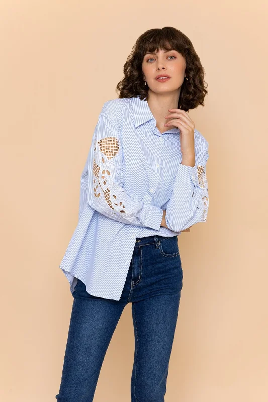 Cutwork Pinstripe Shirt