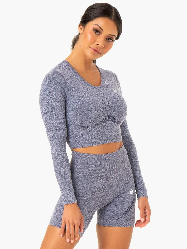 Sculpt Seamless Long Sleeve Top - Navy Marl