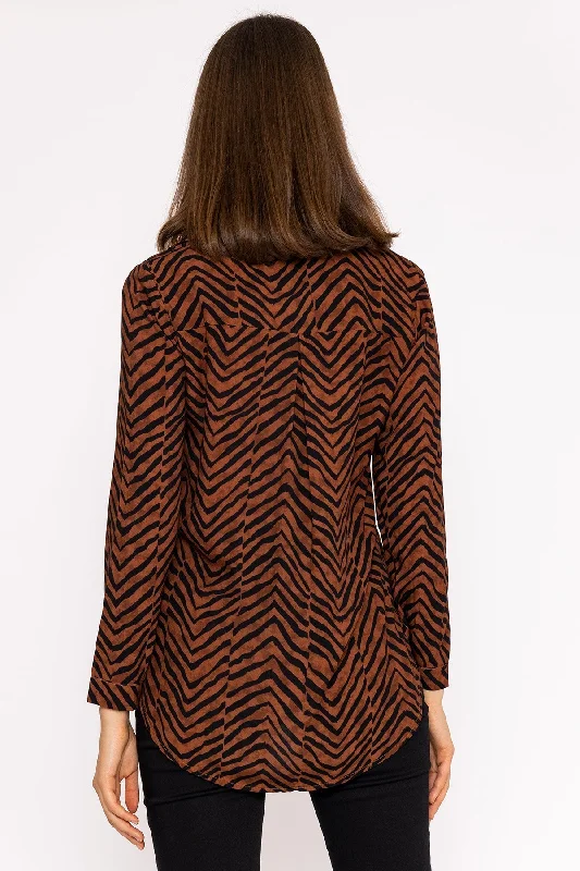 Viscose Shirt in Brown Animal Print