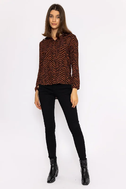 Viscose Shirt in Brown Animal Print